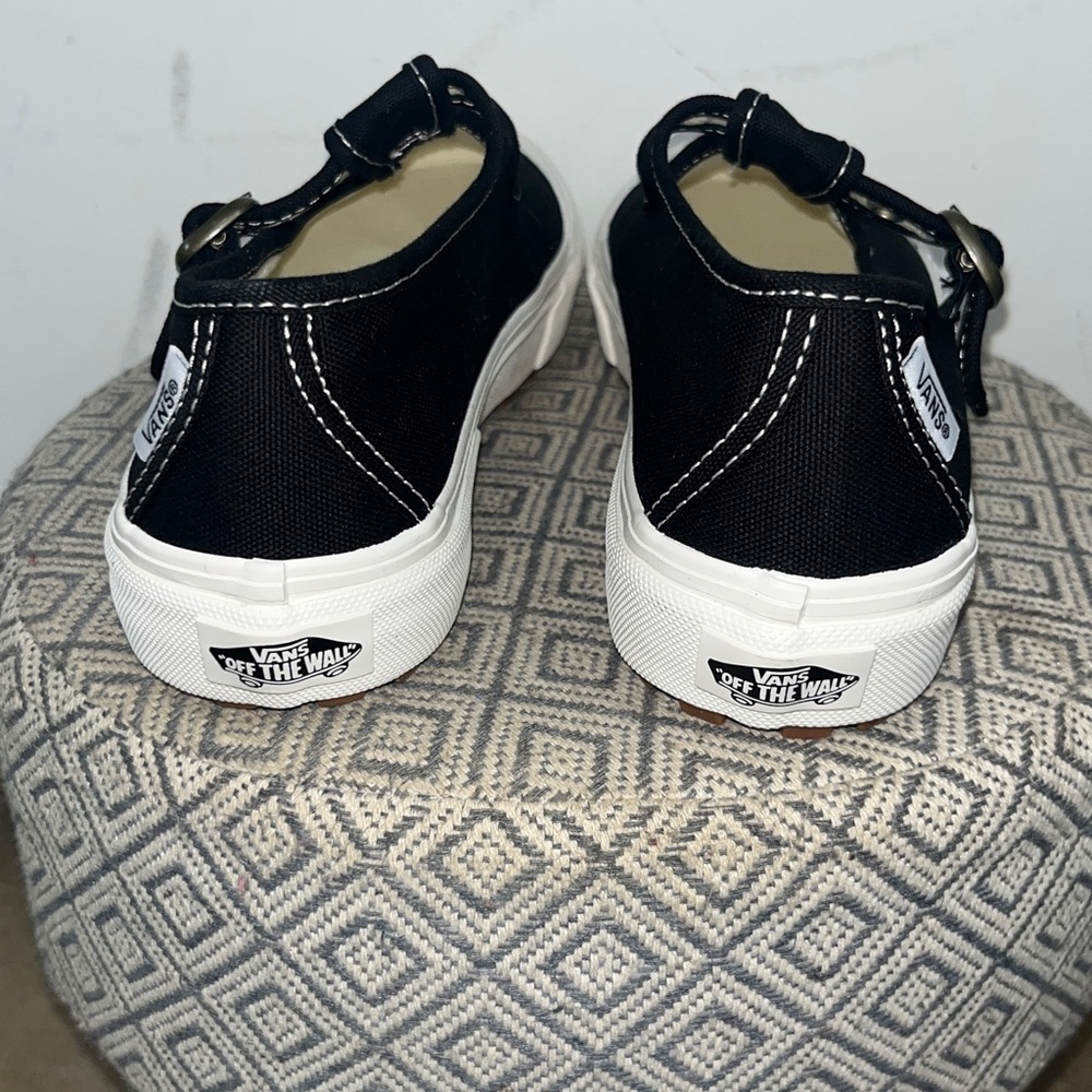 Vans Mary Jane Style 93 Sneaker Shoe with Buckle Black Canvas White Rubber NWOT - Picture 3 of 5